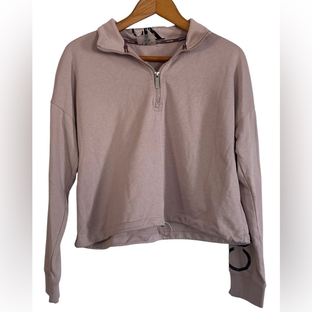 Calvin Klein Dusty Mauve Half-Zip Pullover cropped